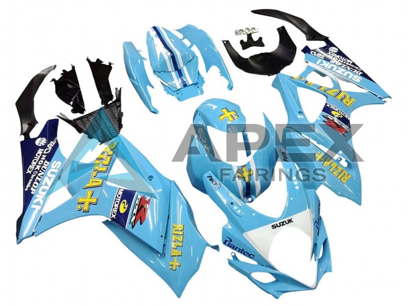 Light Blue Yellow Black Motul Rizla - Suzuki GSX-R1000 (2007-2008) ABS Fairings | Apex Fairings — view 3