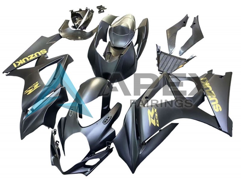 Matte Black Gold Decal - Suzuki GSX-R1000 (2007-2008) ABS Fairings | Apex Fairings — view 3