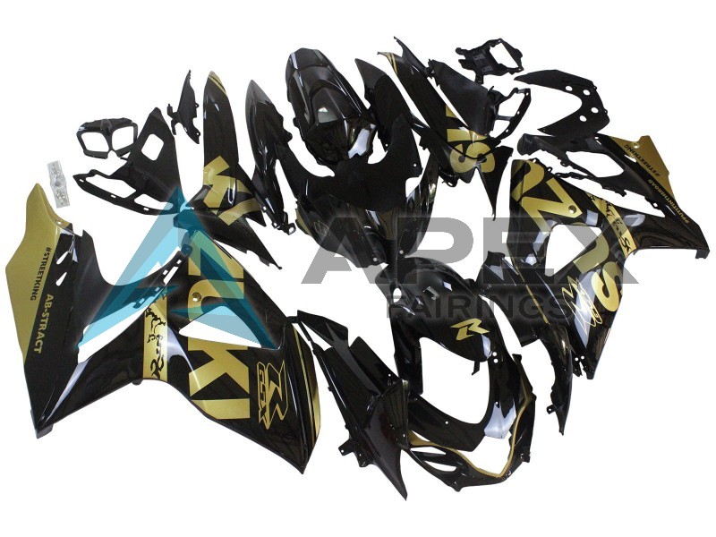 Glossy Black Gold - Suzuki GSX-R1000 (2009-2016) ABS Fairings | Apex Fairings — view 2