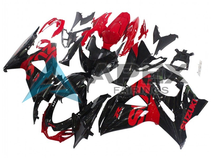 Glossy Black Red - Suzuki GSX-R1000 (2009-2016) ABS Fairings | Apex Fairings — view 2