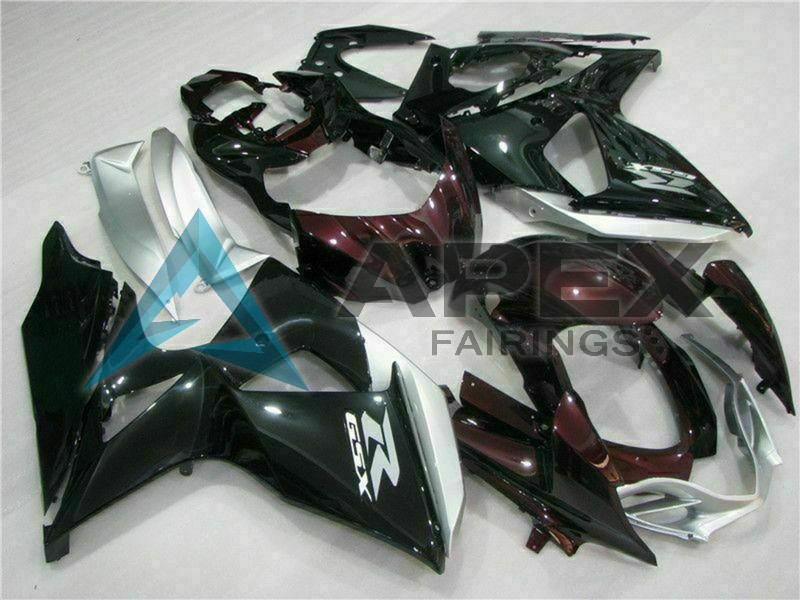Glossy Black Silver White - Suzuki GSX-R1000 (2009-2016) ABS Fairings | Apex Fairings — view 3