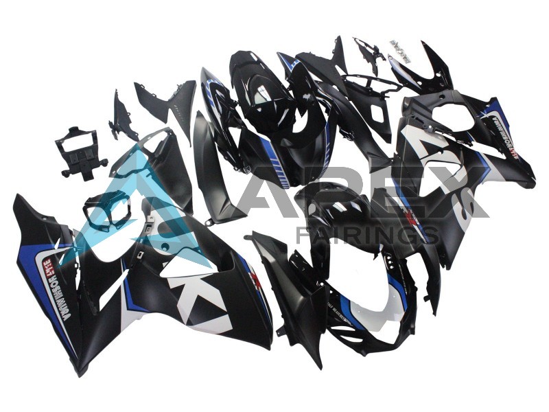 Matte Black White Blue - Suzuki GSX-R1000 (2009-2016) ABS Fairings | Apex Fairings — view 2