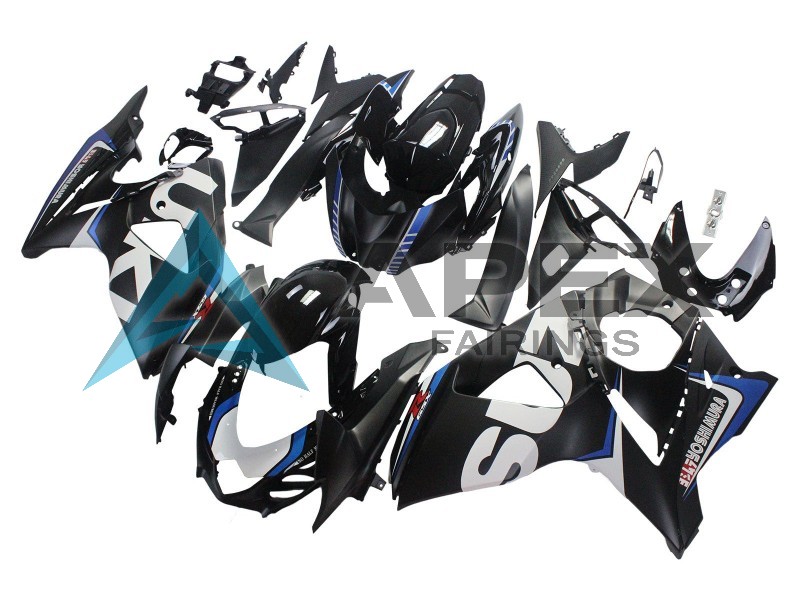 Matte Black White Blue - Suzuki GSX-R1000 (2009-2016) ABS Fairings | Apex Fairings — view 3