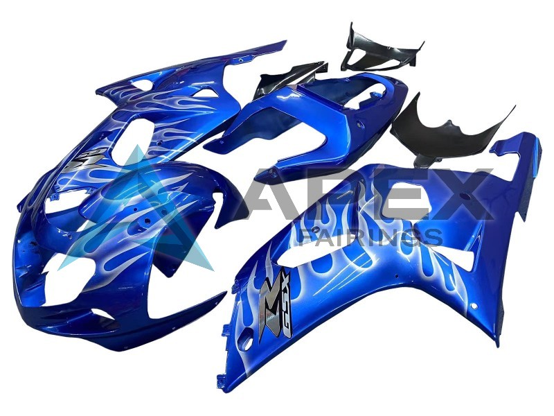 Blue with White Flame - Suzuki GSX-R600 (2001-2003) ABS Fairings | Apex Fairings — view 3
