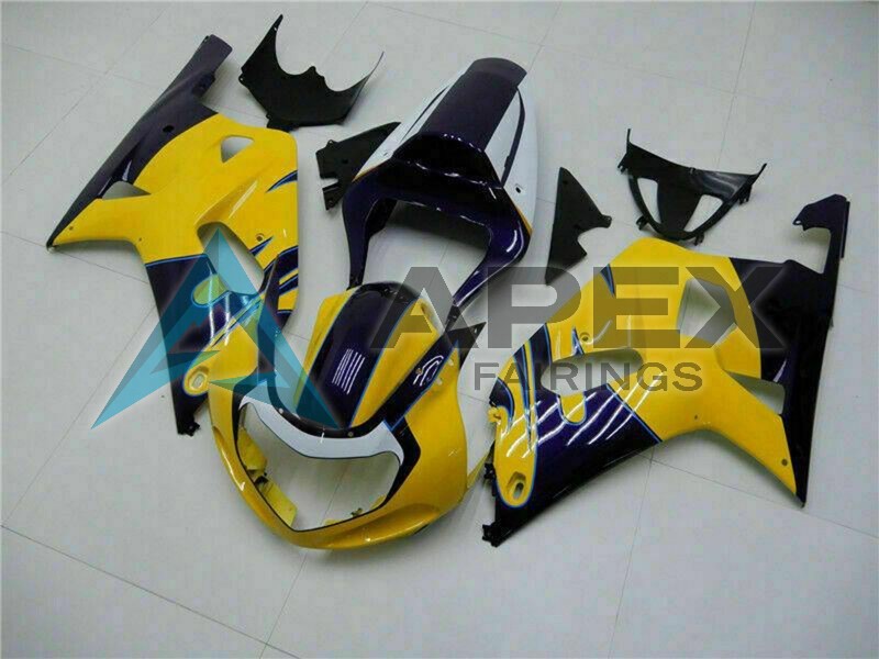 Yellow Dark Blue Glossy Black - Suzuki GSX-R600 (2001-2003) ABS Fairings | Apex Fairings — view 2