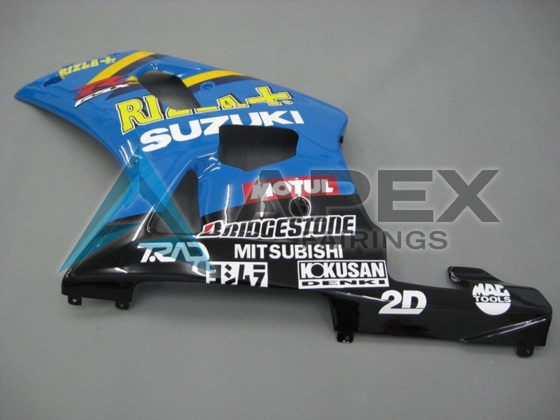 Blue Yellow Black Motul Rizla - Suzuki GSX-R600 (2001-2003) ABS Fairings | Apex Fairings — view 3