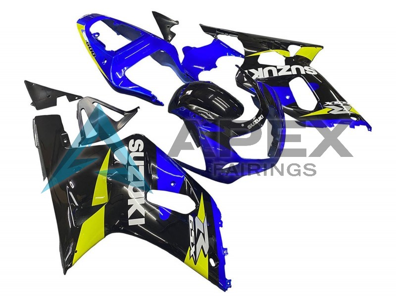 Blue Yellow Glossy Black - Suzuki GSX-R600 (2001-2003) ABS Fairings | Apex Fairings — view 2