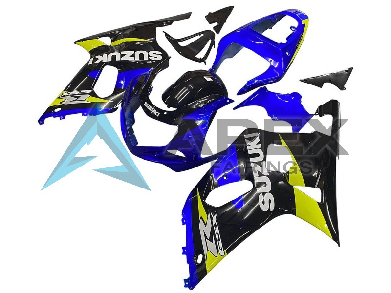 Blue Yellow Glossy Black - Suzuki GSX-R600 (2001-2003) ABS Fairings | Apex Fairings — view 3