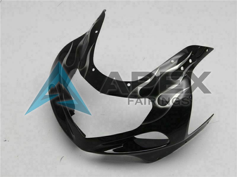 Glossy Black Silver Flame - Suzuki GSX-R600 (2001-2003) ABS Fairings | Apex Fairings — view 4