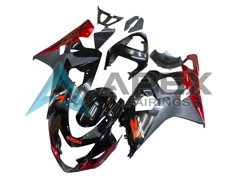 Black Grey Red - Suzuki GSX-R600 (2004-2005) ABS Fairings | Apex Fairings — view 3