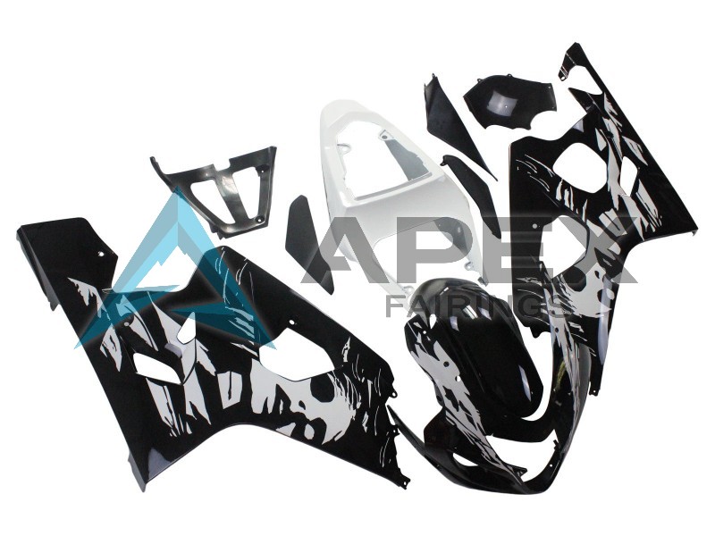 White Black - Suzuki GSX-R600 (2004-2005) ABS Fairings | Apex Fairings — view 3