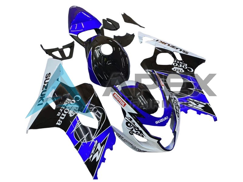 White Blue Black Corona Motul - Suzuki GSX-R600 (2004-2005) ABS Fairings | Apex Fairings — view 2