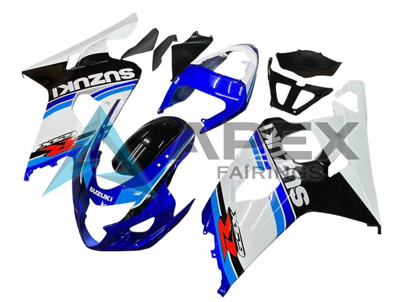 White Blue Black Red - Suzuki GSX-R600 (2004-2005) ABS Fairings | Apex Fairings — view 2