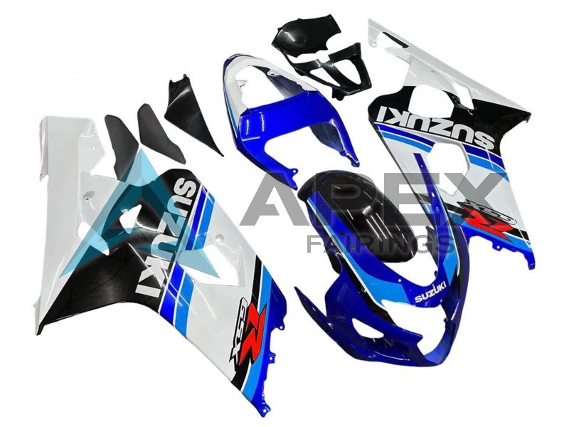 White Blue Black Red - Suzuki GSX-R600 (2004-2005) ABS Fairings | Apex Fairings — view 3