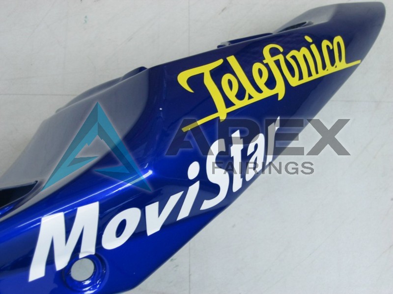 Blue White Yellow Green Telefumia Motul MoviStar - Suzuki GSX-R600 (2004-2005) ABS Fairings | Apex Fairings — view 4