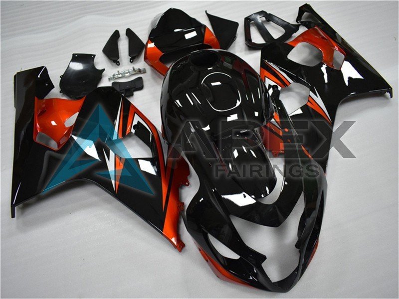Glossy Black Red Stripe - Suzuki GSX-R600 (2004-2005) ABS Fairings | Apex Fairings — view 3