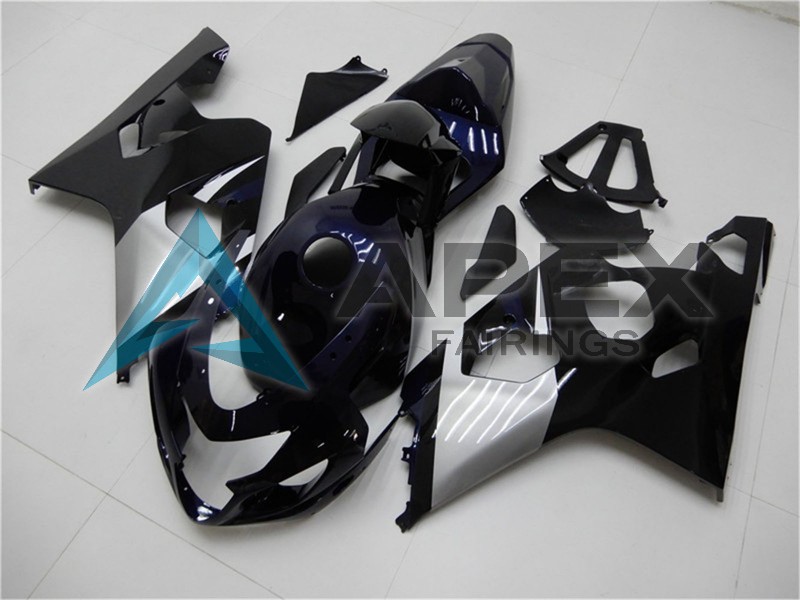 Glossy Black Silver Blue - Suzuki GSX-R600 (2004-2005) ABS Fairings | Apex Fairings — view 3