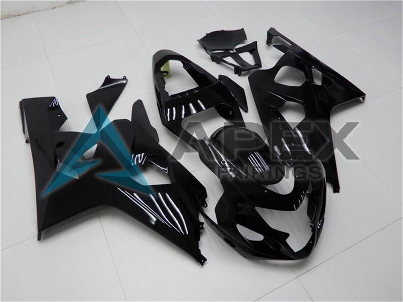 Glossy Black - Suzuki GSX-R600 (2004-2005) ABS Fairings | Apex Fairings — view 2