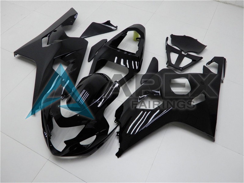 Glossy Black - Suzuki GSX-R600 (2004-2005) ABS Fairings | Apex Fairings — view 3