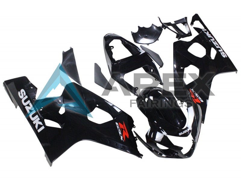 Glossy Black - Suzuki GSX-R600 (2004-2005) ABS Fairings | Apex Fairings — view 2