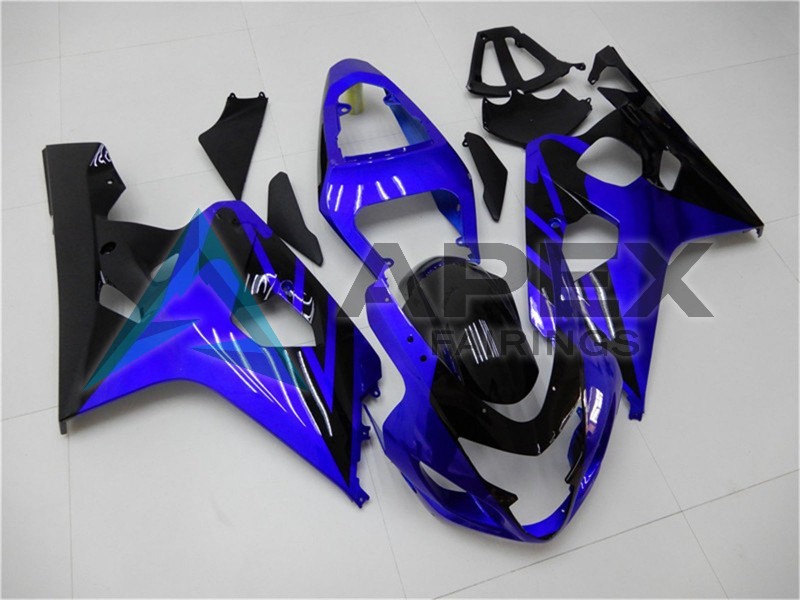 Blue Glossy Black - Suzuki GSX-R600 (2004-2005) ABS Fairings | Apex Fairings — view 2