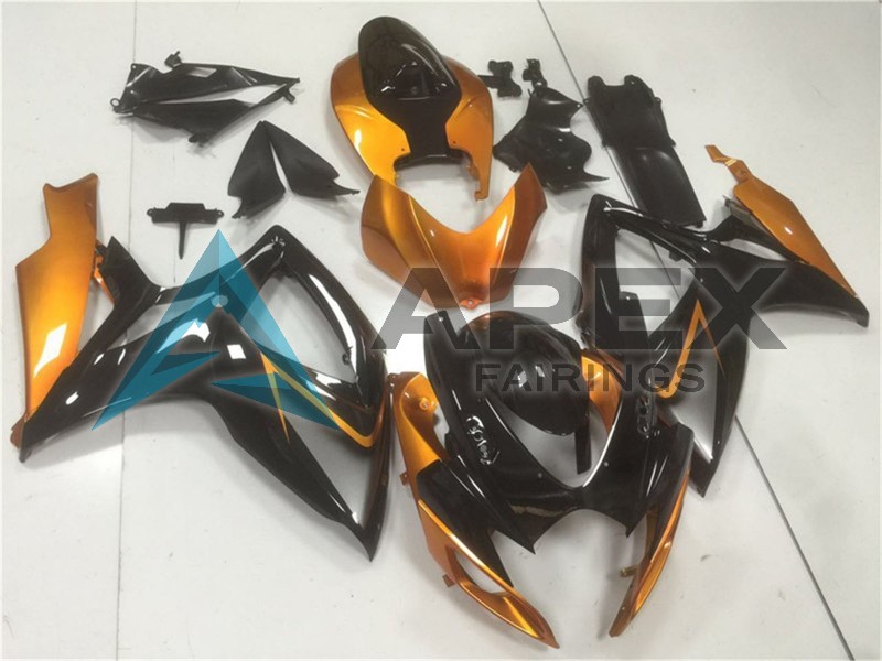 Orange Glossy Black - Suzuki GSX-R600 (2006-2007) ABS Fairings | Apex Fairings — view 3