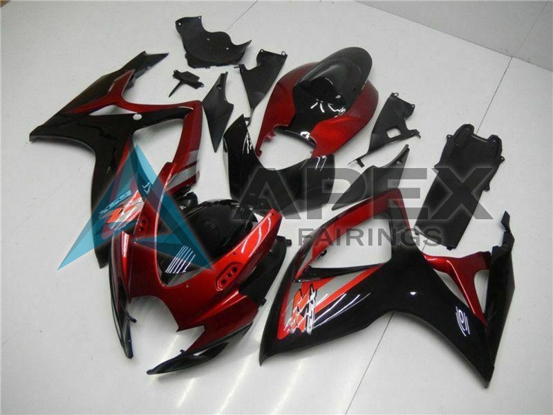 Red Glossy Black - Suzuki GSX-R600 (2006-2007) ABS Fairings | Apex Fairings — view 2