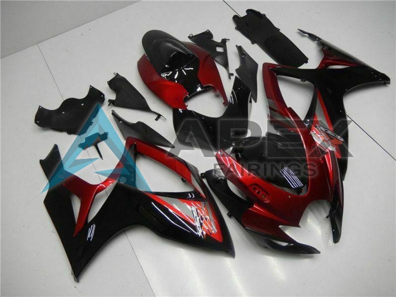 Red Glossy Black - Suzuki GSX-R600 (2006-2007) ABS Fairings | Apex Fairings — view 3