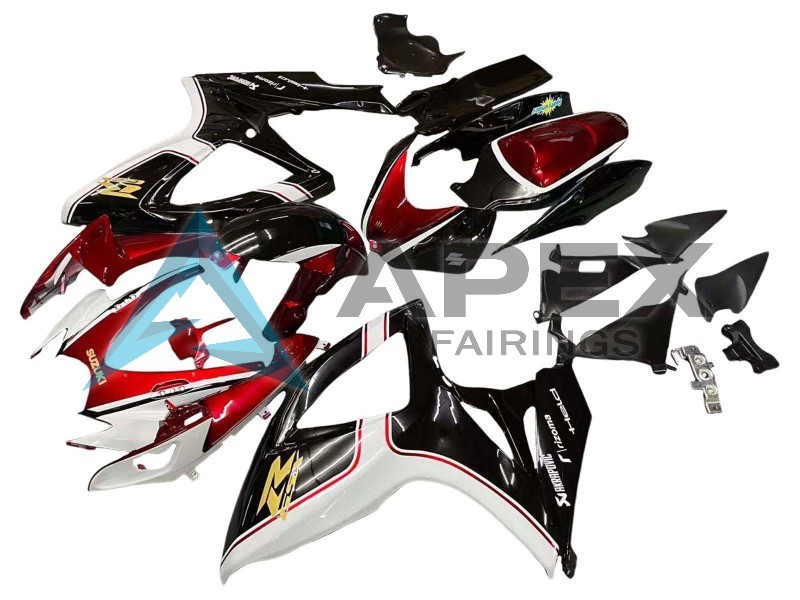 Red White Black Yellow - Suzuki GSX-R600 (2006-2007) ABS Fairings | Apex Fairings — view 2