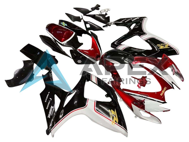 Red White Black Yellow - Suzuki GSX-R600 (2006-2007) ABS Fairings | Apex Fairings — view 3