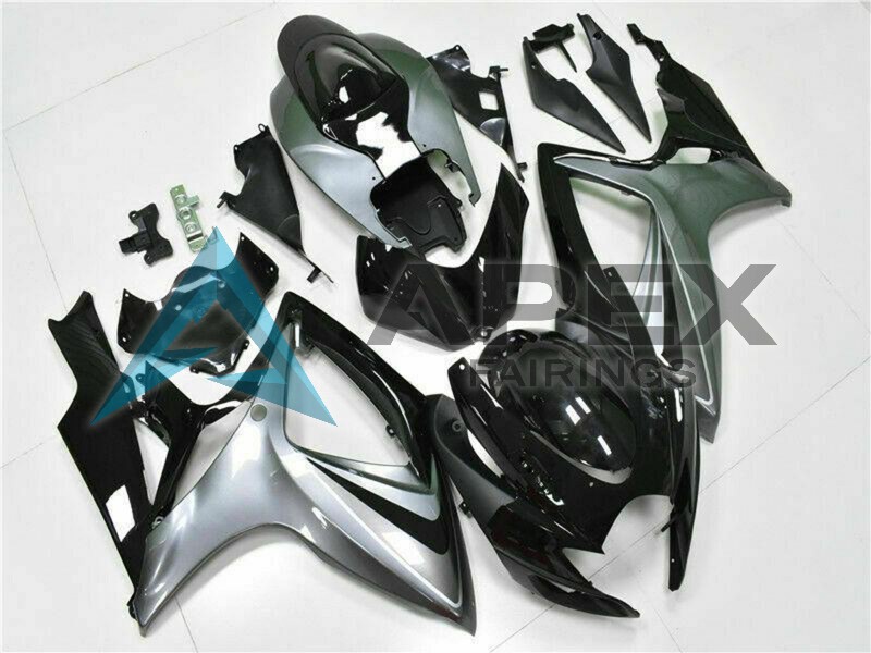 Silver Glossy Black - Suzuki GSX-R600 (2006-2007) ABS Fairings | Apex Fairings — view 2
