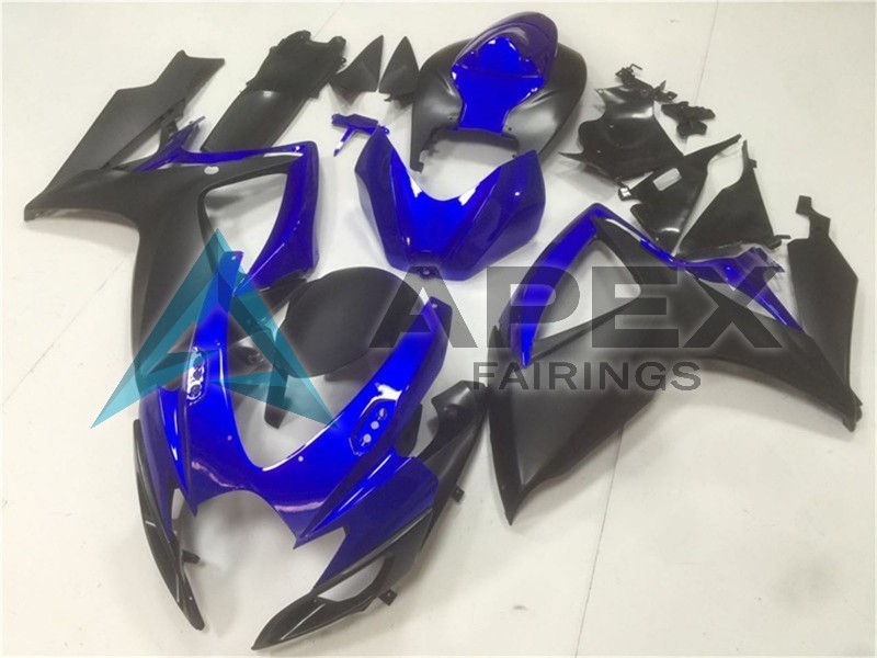 Blue Matte Black - Suzuki GSX-R600 (2006-2007) ABS Fairings | Apex Fairings — view 3