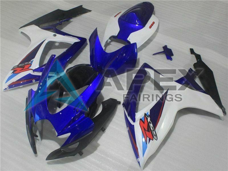 White Blue Black Red - Suzuki GSX-R600 (2006-2007) ABS Fairings | Apex Fairings — view 2