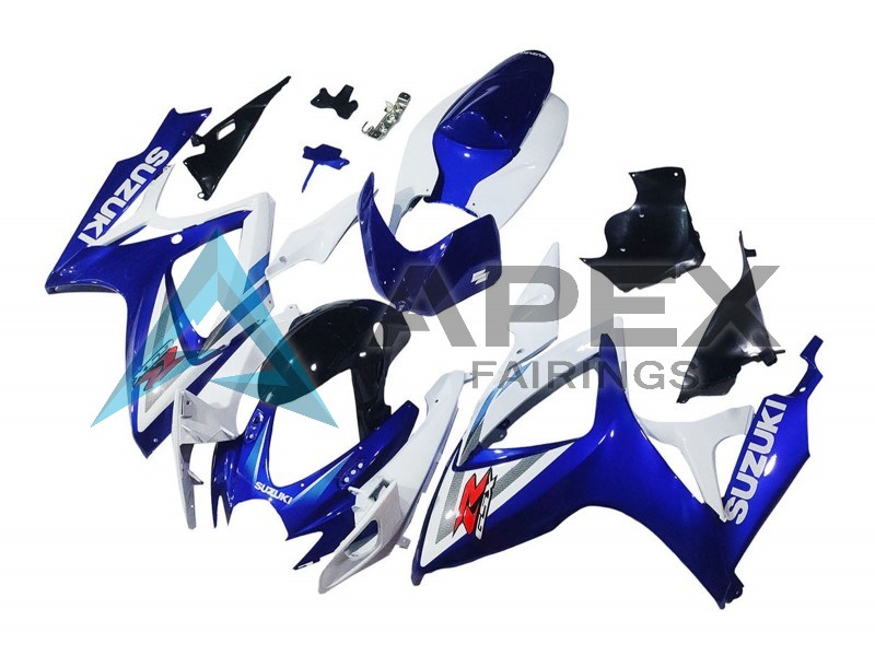 White Blue Glossy Black Red - Suzuki GSX-R600 (2006-2007) ABS Fairings | Apex Fairings — view 2