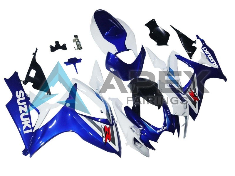 White Blue Glossy Black Red - Suzuki GSX-R600 (2006-2007) ABS Fairings | Apex Fairings — view 3