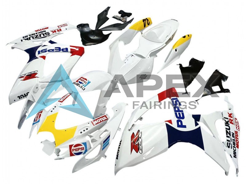 White Red Yellow Motul - Suzuki GSX-R600 (2006-2007) ABS Fairings | Apex Fairings — view 2