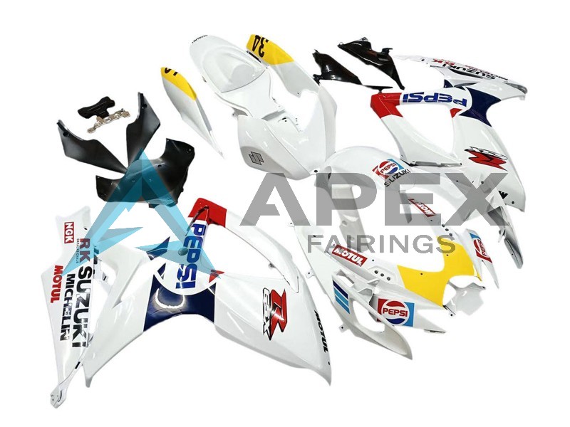 White Red Yellow Motul - Suzuki GSX-R600 (2006-2007) ABS Fairings | Apex Fairings — view 3