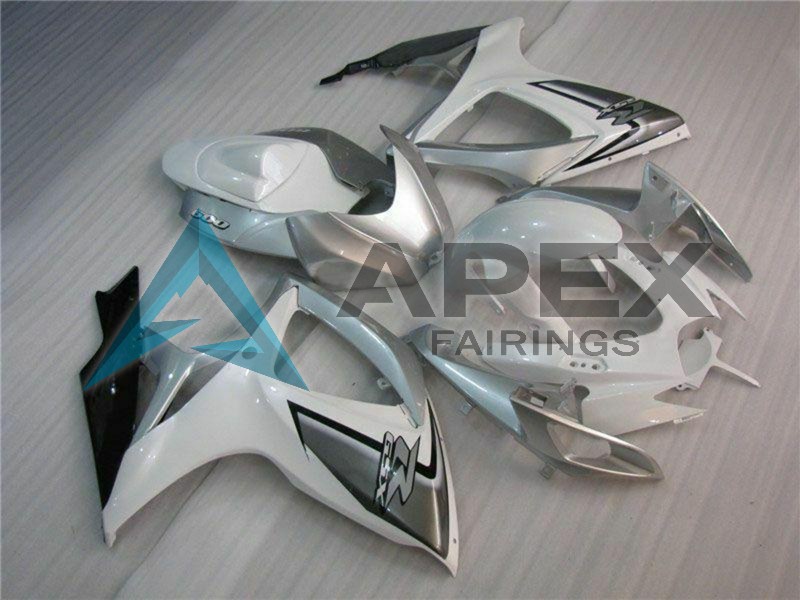 White Silver - Suzuki GSX-R600 (2006-2007) ABS Fairings | Apex Fairings — view 3