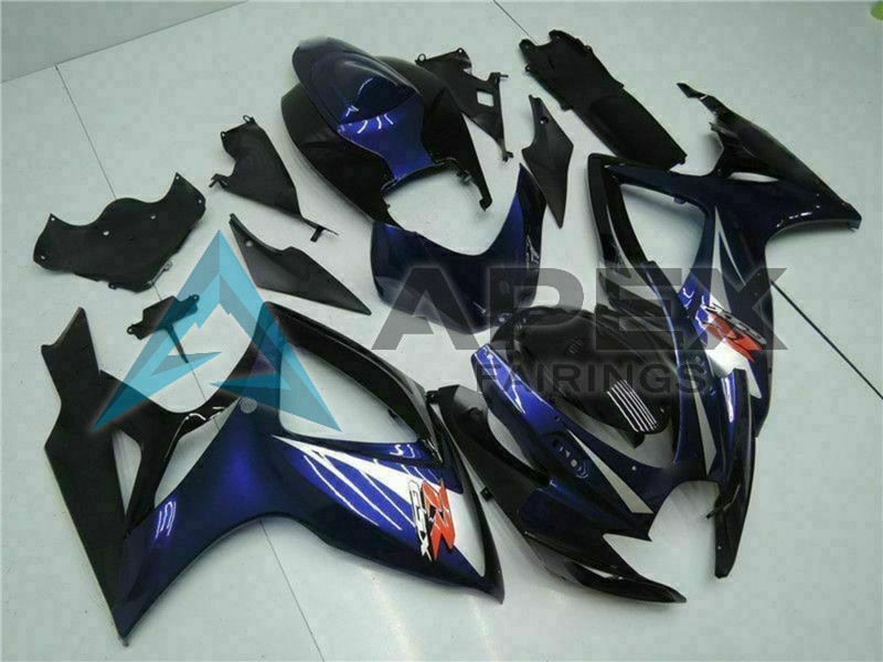 Glossy Black Blue - Suzuki GSX-R600 (2006-2007) ABS Fairings | Apex Fairings — view 3