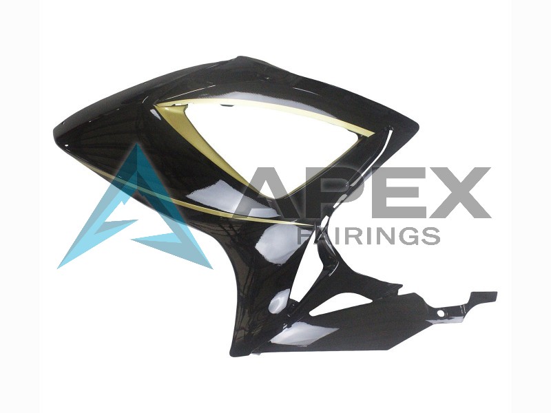 Glossy Black Gold Stripe - Suzuki GSX-R600 (2006-2007) ABS Fairings | Apex Fairings — view 4