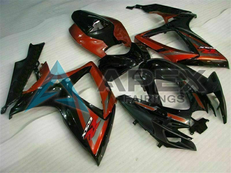 Glossy Black Red - Suzuki GSX-R600 (2006-2007) ABS Fairings | Apex Fairings — view 2