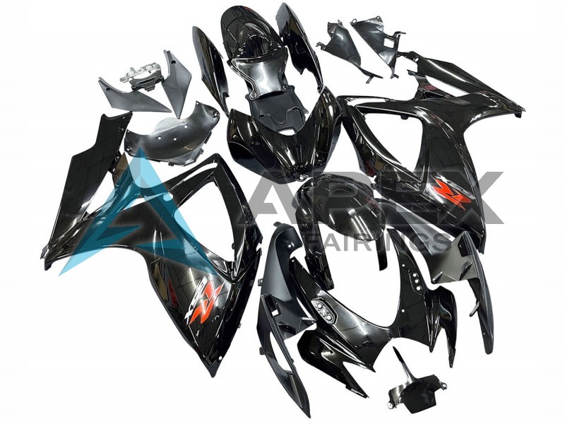 Glossy Black Silver Red - Suzuki GSX-R600 (2006-2007) ABS Fairings | Apex Fairings — view 3