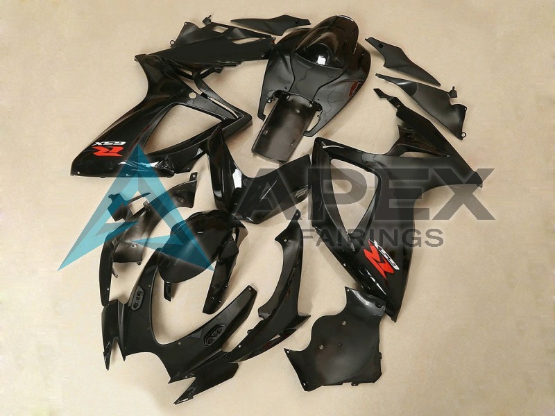 Glossy Black - Suzuki GSX-R600 (2006-2007) ABS Fairings | Apex Fairings — view 3
