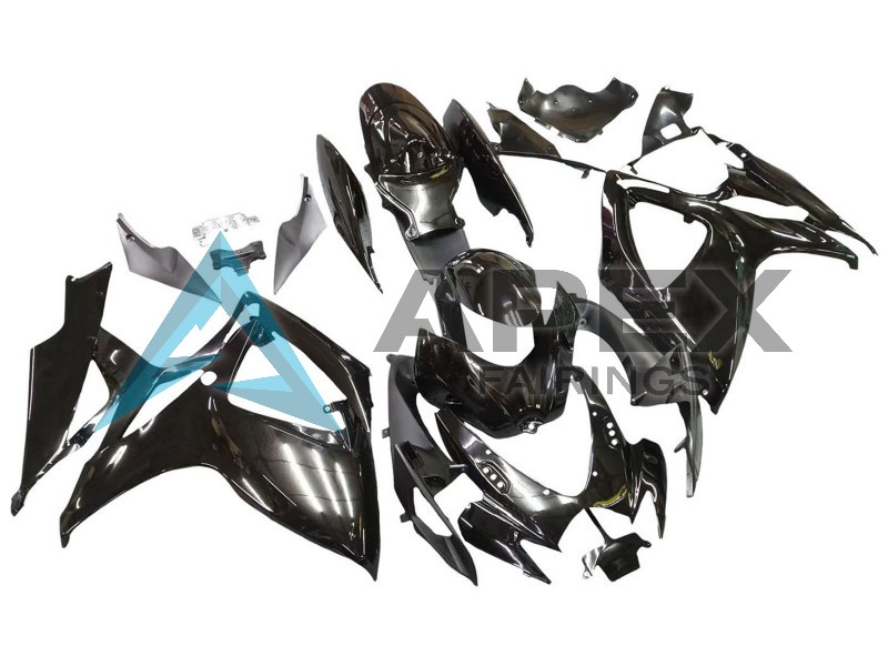 Glossy Black - Suzuki GSX-R600 (2006-2007) ABS Fairings | Apex Fairings — view 3