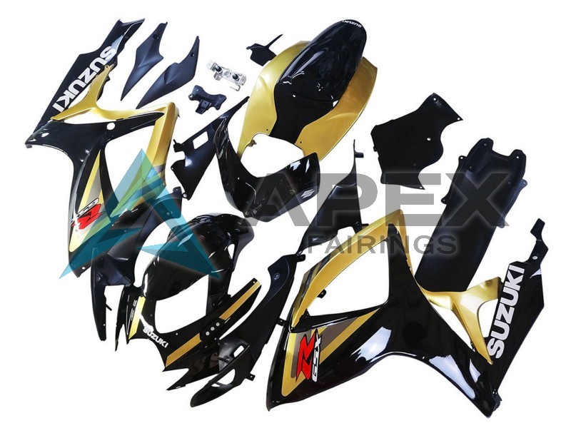 Gold Glossy Black Red - Suzuki GSX-R600 (2006-2007) ABS Fairings | Apex Fairings — view 2