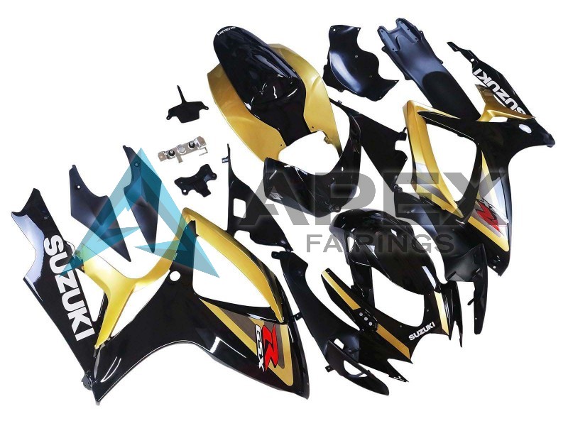Gold Glossy Black Red - Suzuki GSX-R600 (2006-2007) ABS Fairings | Apex Fairings — view 3