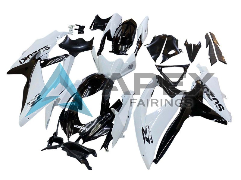 White Black - Suzuki GSX-R600 (2008-2010) ABS Fairings | Apex Fairings — view 3