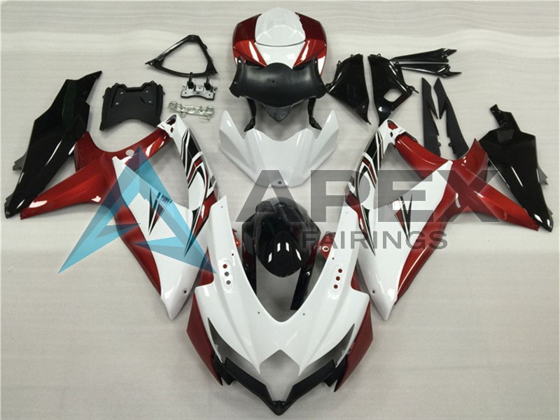 White Red Glossy Black - Suzuki GSX-R600 (2008-2010) ABS Fairings | Apex Fairings — view 2