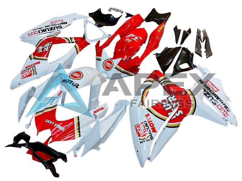 White Red Motul Lucky Strike - Suzuki GSX-R600 (2008-2010) ABS Fairings | Apex Fairings — view 2
