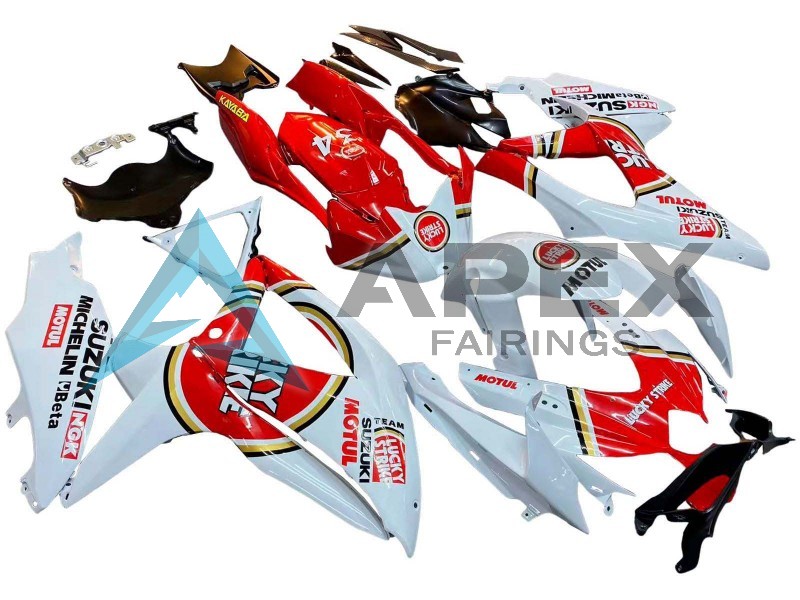 White Red Motul Lucky Strike - Suzuki GSX-R600 (2008-2010) ABS Fairings | Apex Fairings — view 3